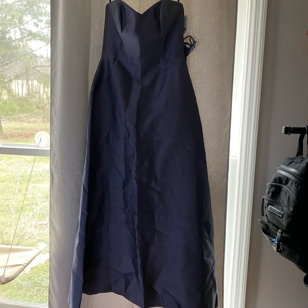 Strapless slate gray long dress. Size 10 with pockets.